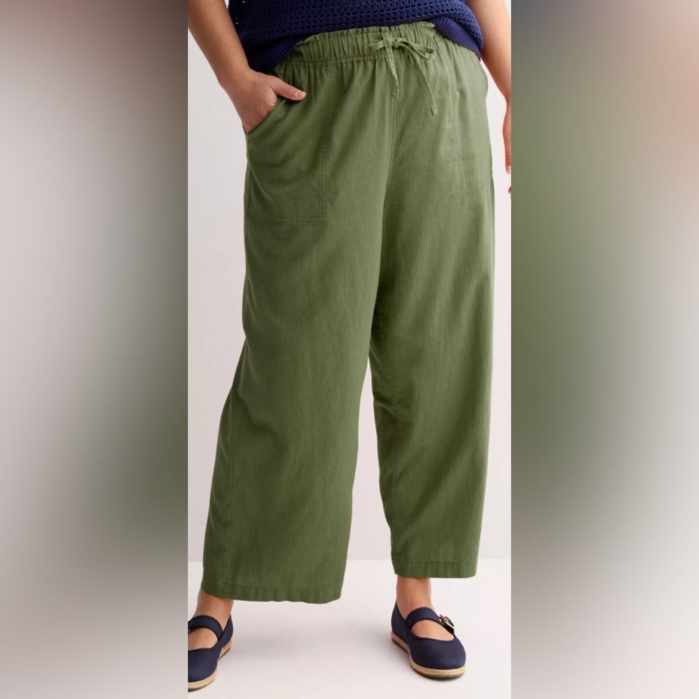 NWOT!! Petite Sonoma Goods For Life® Linen Wide Leg Ankle Pants, Olive, XL - Picture 1 of 7
